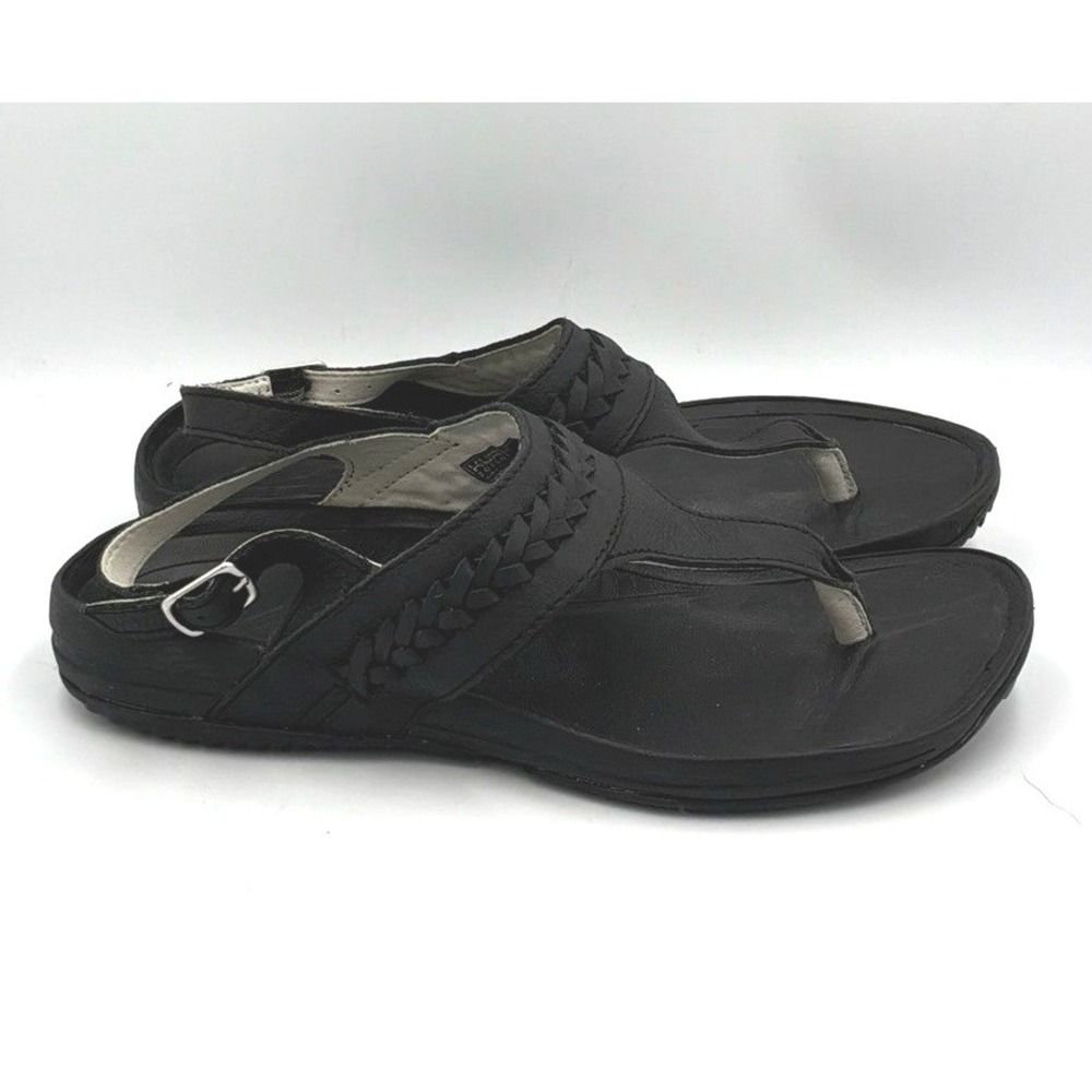 KURU Letti Sandals Womens 8 Black Braided Slingback Thong Comfort